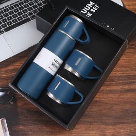 1pc/1Set Stainless Steel Insulated Water Bottle; Thermal Cup; With Gift Box Sets (Color: Blue + Gift Box + 2 Cup Covers)