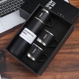 1pc/1Set Stainless Steel Insulated Water Bottle; Thermal Cup; With Gift Box Sets (Color: Black + Gift Box + 2 Cup Covers)