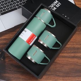 1pc/1Set Stainless Steel Insulated Water Bottle; Thermal Cup; With Gift Box Sets (Color: Green + Gift Box + 2 Cup Covers)