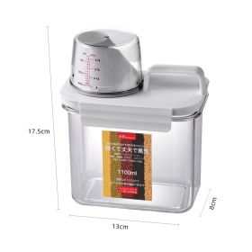 1pc Plastic Food Storage Container Clear with Measuring Lid (Capacity: 1100ml Airtight Measuring Cup)