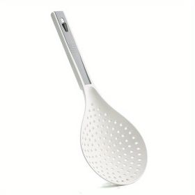 1pc New Multi-functional Large Filter Spoon Kitchen Long Handle (Color: White Gray)