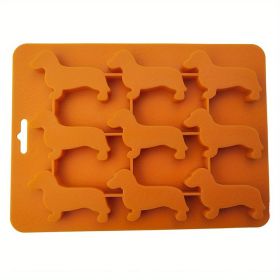 Ice Cube Silicone Tray Molds Trays Dog Mold Chocolate Dachshund (Color: Orange)