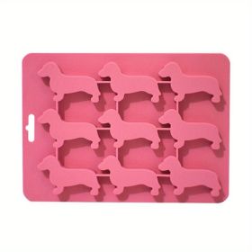 Ice Cube Silicone Tray Molds Trays Dog Mold Chocolate Dachshund (Color: Light Pink)