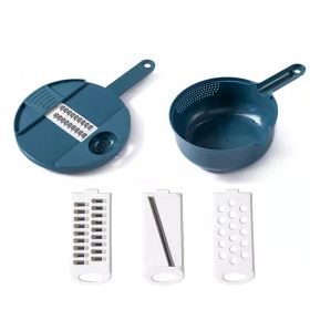 1pc Multifunctional Vegetable Cutter- 3 Blades Or 6 Blades for Choose 11in*7.2in (Color: Blue--Three Blades)