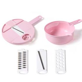 1pc Multifunctional Vegetable Cutter- 3 Blades Or 6 Blades for Choose 11in*7.2in (Color: Pink--Three Blades)