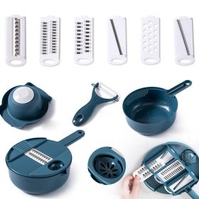 1pc Multifunctional Vegetable Cutter- 3 Blades Or 6 Blades for Choose 11in*7.2in (Color: Blue--Six Blades)