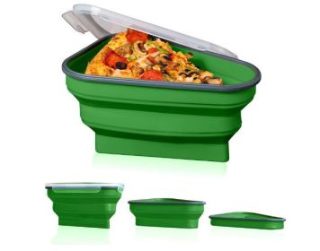 Silicone Pizza Container Reusable Triangular (select: C05N-green)