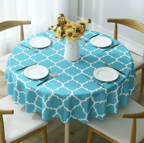 Tablecloth For Round Tables Waterproof Satin Resistant Washable Dining Table Protector (Color: Blue, size: 120*120cm)