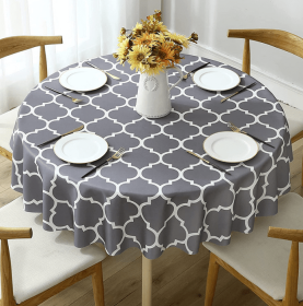 Tablecloth For Round Tables Waterproof Satin Resistant Washable Dining Table Protector (Color: Gray, size: 152*152cm)