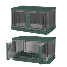 2Pcs 72L Foldable Storage Bins with Lid Collapsible Stackable Front Door Lock with wheels (Capacity: 72L, Color: Green)