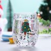 New Christmas tree cups are not afraid of heat and not hot hands double layer cups flow sequins Christmas cups holiday gift