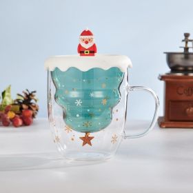 Christmas wishing cup ins cartoon double-layer cup cute gift with lid water cup household double layer Christmas glass cups (default: default)