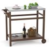 Outdoor Prep Cart Dining Table for Pizza Oven; Patio Grilling Backyard BBQ Grill Cart