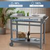 Outdoor Prep Cart Dining Table for Pizza Oven; Patio Grilling Backyard BBQ Grill Cart