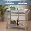 Outdoor Prep Cart Dining Table for Pizza Oven; Patio Grilling Backyard BBQ Grill Cart