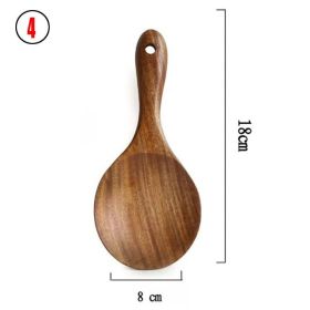 7pcs/set Teak Natural Wood Tableware Spoon Ladle Turner Skimmer Scoop Mixing Reusable Tool Kit (Color: 4)