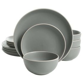 12-Piece Dinnerware Set (Color: Gray)