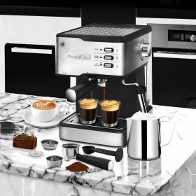 Geek Chef Espresso Machine - 20 Bar Pump Coffee Maker with Milk Frothy (Style: Silver + Stainless Steel)