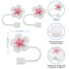 3pcs Cherry Blossom Silicone Straw Cover Cap for Stanley Cup, 10mm 0.4in Straw Tips Lids