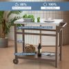 Outdoor Prep Cart Dining Table for Pizza Oven; Patio Grilling Backyard BBQ Grill Cart