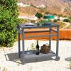 Outdoor Prep Cart Dining Table for Pizza Oven; Patio Grilling Backyard BBQ Grill Cart