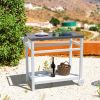 Outdoor Prep Cart Dining Table for Pizza Oven; Patio Grilling Backyard BBQ Grill Cart