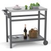 Outdoor Prep Cart Dining Table for Pizza Oven; Patio Grilling Backyard BBQ Grill Cart