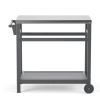 Outdoor Prep Cart Dining Table for Pizza Oven; Patio Grilling Backyard BBQ Grill Cart