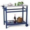 Outdoor Prep Cart Dining Table for Pizza Oven; Patio Grilling Backyard BBQ Grill Cart