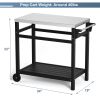 Outdoor Prep Cart Dining Table for Pizza Oven; Patio Grilling Backyard BBQ Grill Cart