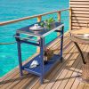 Outdoor Prep Cart Dining Table for Pizza Oven; Patio Grilling Backyard BBQ Grill Cart