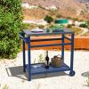 Outdoor Prep Cart Dining Table for Pizza Oven; Patio Grilling Backyard BBQ Grill Cart