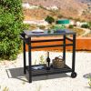 Outdoor Prep Cart Dining Table for Pizza Oven; Patio Grilling Backyard BBQ Grill Cart