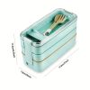 1 set 3-in-1 Bento Box Set - Microwave and Dishwasher Safe Lunch Box with Dividers and Utensils - Perfect for School, Travel, and Snacks