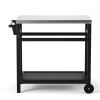 Outdoor Prep Cart Dining Table for Pizza Oven; Patio Grilling Backyard BBQ Grill Cart