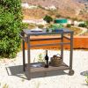 Outdoor Prep Cart Dining Table for Pizza Oven; Patio Grilling Backyard BBQ Grill Cart