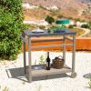 Outdoor Prep Cart Dining Table for Pizza Oven; Patio Grilling Backyard BBQ Grill Cart